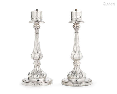 A pair of Victorian silver storm lamps Elkington & Co, Birmingham 1863