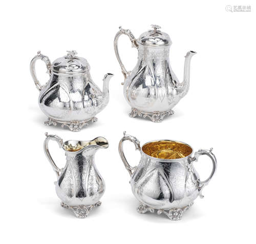 A Victorian silver four-piece tea and coffee service Hunt & Roskell, London 1860