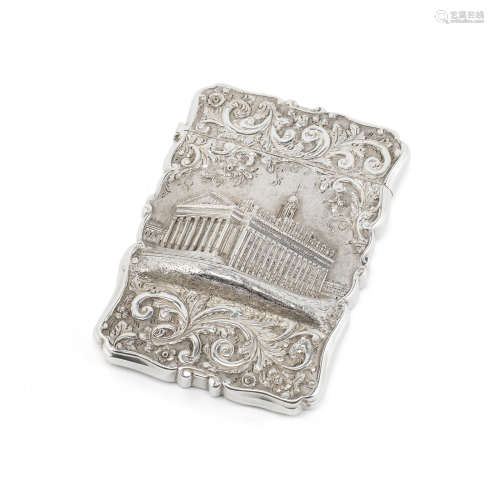 A Victorian silver 'castle top' card case Wheeler & Cronin, Birmingham 1846