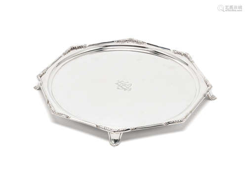 An Art Deco silver salver Adie Brothers, Birmingham 1935; together with a further salver (2)