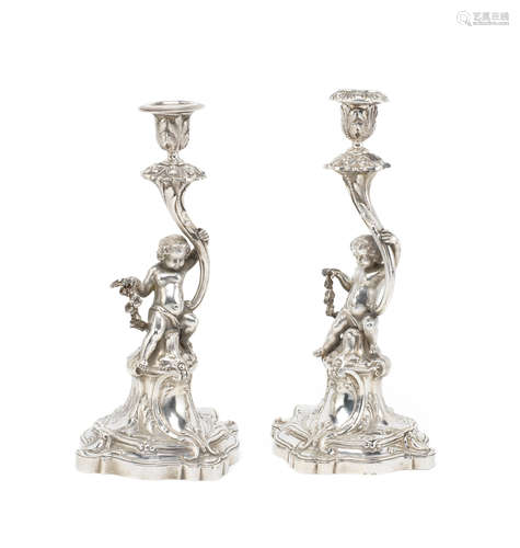 A pair of 19th century French silver candlesticks Alphonse Debain, Paris circa 1860 (2)