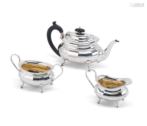 A three-piece silver tea service E Viners, Sheffield 1956; and further items