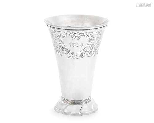 A large 18th century Swedish silver beaker by Kilian Kelson, Stockholm 1763