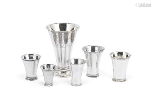 A group of six 18th and 19th century Swedish silver beakers various makers (6)