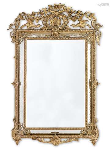 A French 19th century giltwood and gilt composition marginal mirror