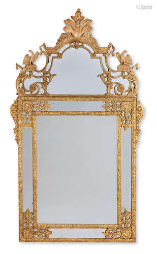 A Regence giltwood and gilt gesso marginal mirror