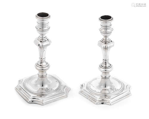 A pair of George II silver candlesticks Edward Feline, London 1743