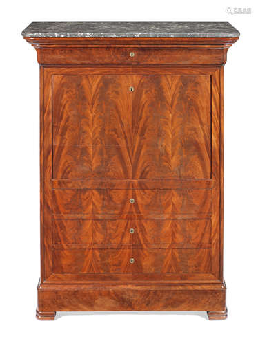 A Louis Philippe flame figured mahogany secretaire a abbatant