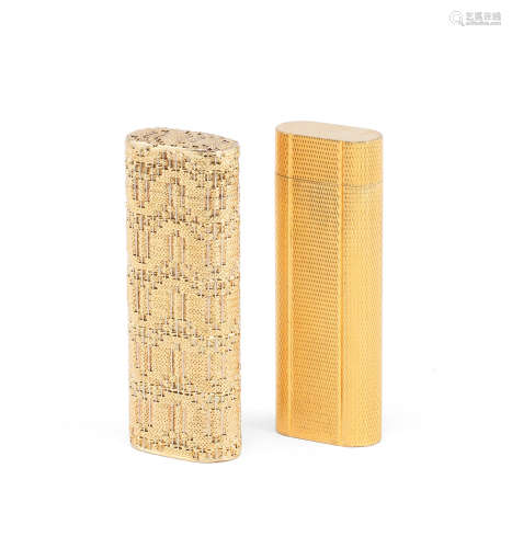 CARTIER: a yellow metal mounted lighter stamped '750' (2)