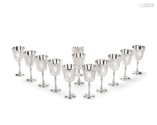 A set of twelve silver goblets Charles S Green & Co Ltd, Birmingham 1973 (12)