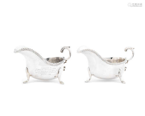 A pair of silver sauce boats Barker Brothers, Birmingham 1937