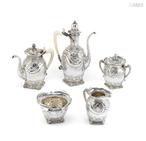 A good 19th century American silver five-piece tea and coffee service Gorham Manufacturing Company, Providence, Rhode Island 1890 / 1891, pattern number 2290, also stamped 'Sterling' (5)