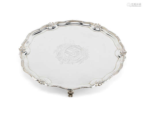 A George II large silver salver Paul Crespin, London 1746