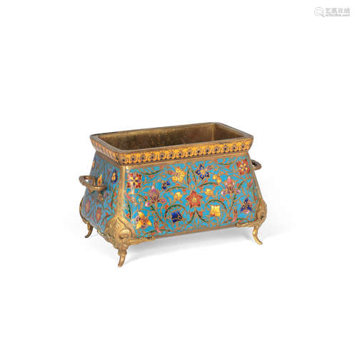 Attributed to Ferdinand Barbedienne: A late 19th century champlevé enamel jardinière