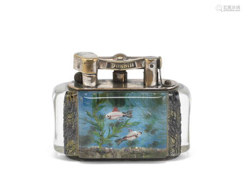 DUNHILL: an electroplated and lucite Aquarium table lighter