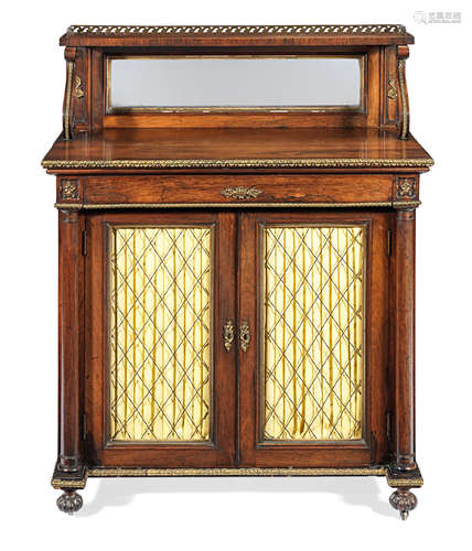 A George IV rosewood and brass mounted chiffonier