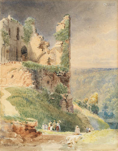 Nicholas Chevalier (Russian/Swiss, 1828-1902) Knaresborough and Knaresborough castle; a pair the first 24.2 x 34.3cm (9 1/2 x 13 1/2in); the other 28.5 x 22.2cm (11 1/4 x 8 3/4in). (2)