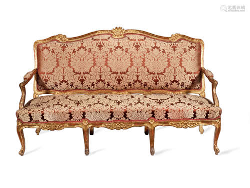 A French 19th century giltwood canape in the Louis XV style