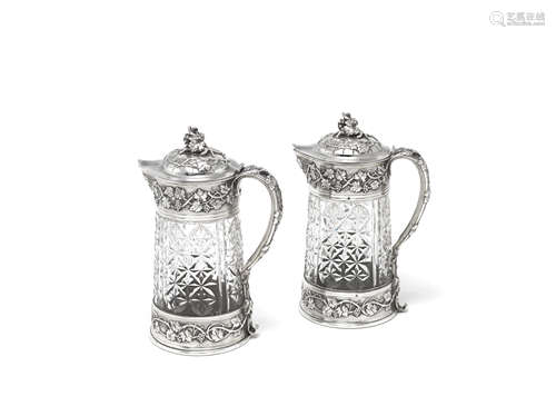 A pair of large French silver-mounted claret jugs Odiot, Paris late 19th century (2)