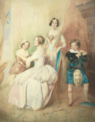 Mrs W. Musgrave née Mary Ann Heaphy (British, active 1821-1847) The four children of Dr Robert Bowes Malcolm