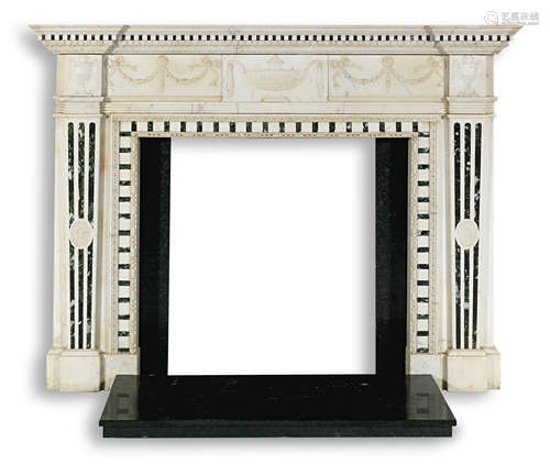 A 19th century Carrara and Verde antico marble chimneypiece in the George III style