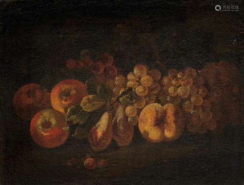 Attributed to Bartolomeo Castelli the Younger, called Lo Spadino (Rome 1696-1738) Peaches, plums and grapes