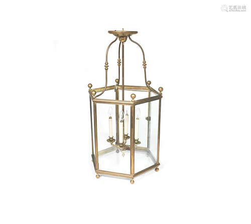 A George III style gilt bronze hall lantern probably early 20th century