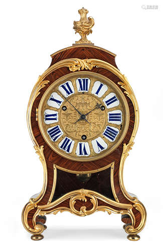 An gilt bronze mounted kingwood parquetry bracket clock with earlier quarter striking movement the associated movement by Gribelin, Paris