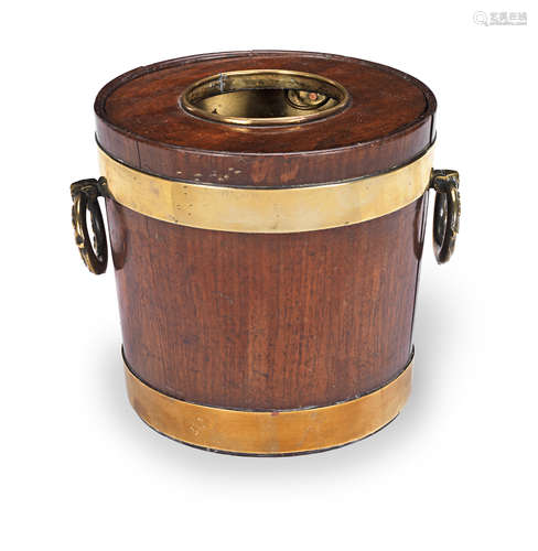 A George III mahogany and brass bound bottle cooler