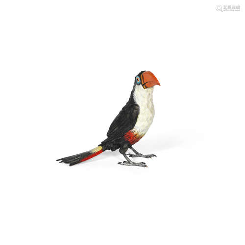 After Franz Bergman (Austrian, 1861-1936): A large cold painted model of a toucan