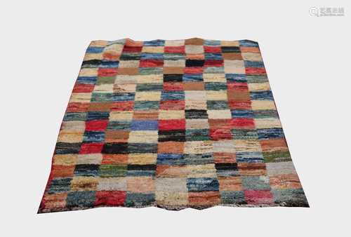 A Gabbeh rug, with mutiple rows of polychrome squares, 151 x 108cm.