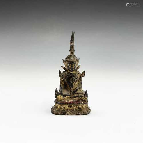 An early Indian miniature gilt bronze figure of a buddha, height 8cm.