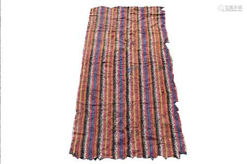 A long ftatwoven textile, circa 1900, with multiple vertical stripes, 223 x 89cm.