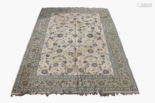 A Kashan carpet, Central Persian, signed cartouche to one end, the ivory field with all over