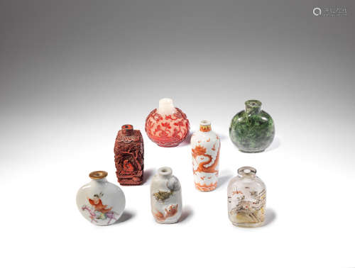 A group of seven snuff bottles 19th century