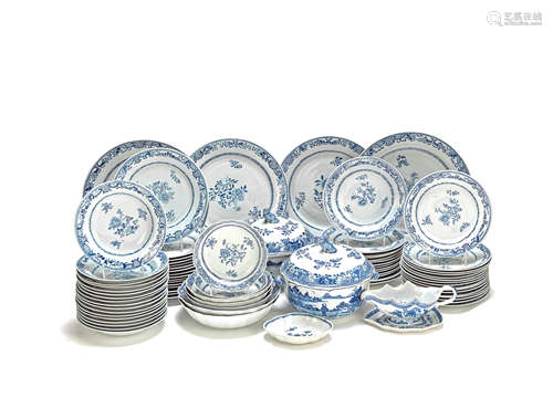 A large blue and white 'floral' associated part-service Qianlong