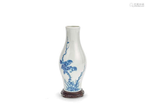 A blue and white olive-shaped vase Yuanwen wuguo zhizhai mark, attributed to Wang Bu (1896-1968)