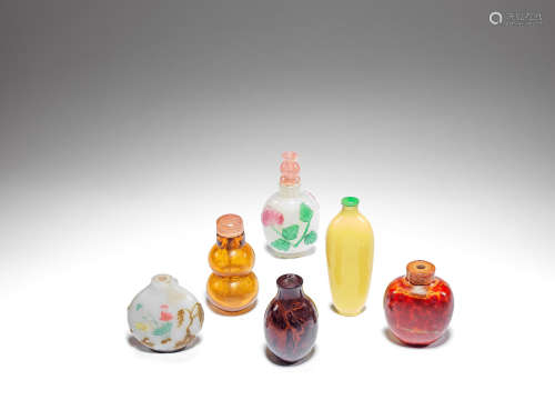 Six glass snuff bottles Late Qing Dynasty