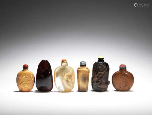 A group of six various snuff bottles 19th/20th century