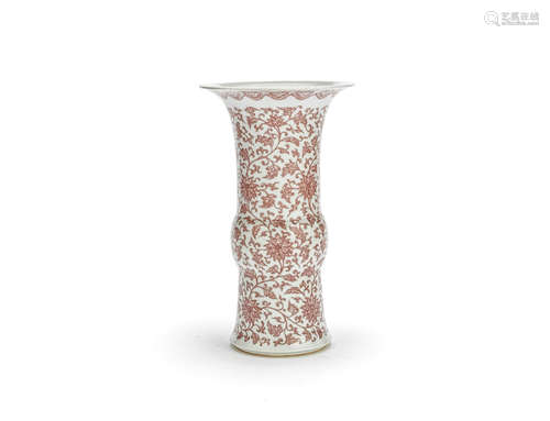 A copper-red beaker vase, gu 19th century