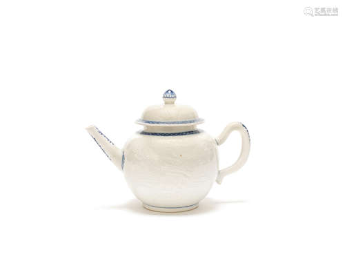 A blue and white soft paste teapot and cover Qianlong