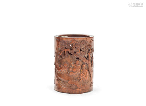 A reticulated bamboo brushpot 18th century