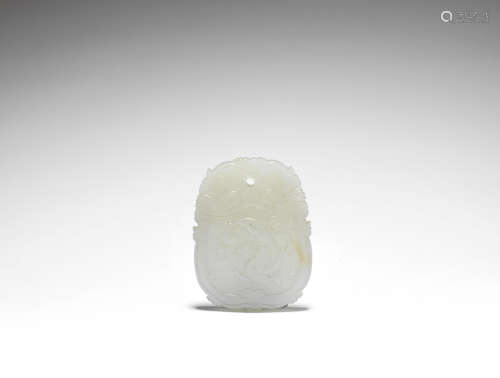 A white jade pendant plaque Late Qing Dynasty/Republic Period