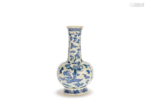 A blue and white bottle vase Qianlong seal mark, late Qing Dynasty/20th century