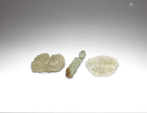 A group of three jade carvings Qing Dynasty