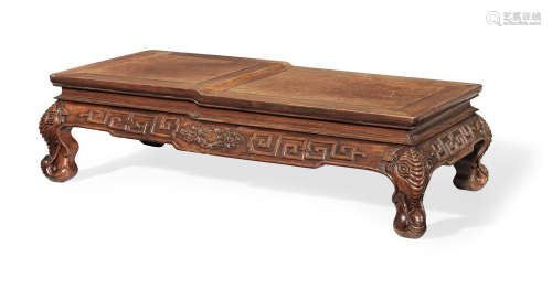 A burlwood and huanghuali low table, kang Late Qing Dynasty/Republic
