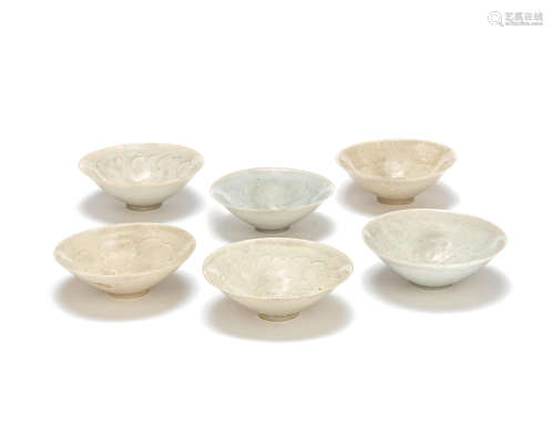 A group of six carved Qingbai bowls Song Dynasty