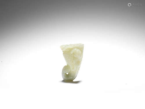 A pale green jade rhyton Qing Dynasty