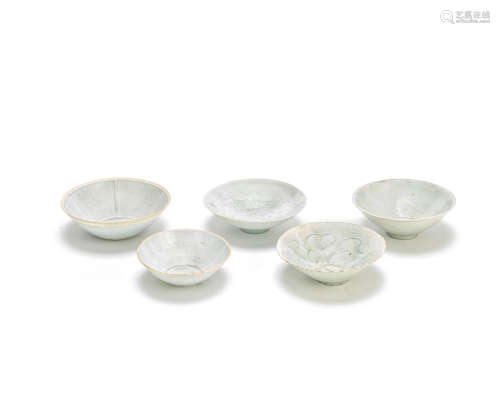 A group of five various Qingbai bowls Song Dynasty