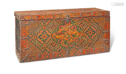 A painted and lacquered wood 'dragon' storage chest Tibet, 17th/18th century